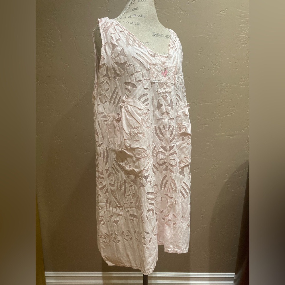 Artisan Made Pink Sleeveless Patterned Dress, O/S